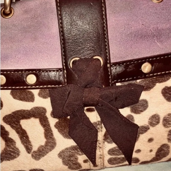 Coach Soho Suede/Real Calf Hair/Leather Whipstitch Satchel w/bow RARE- Large - Picture 10 of 11